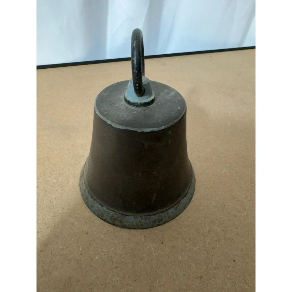 Antique Cast Iron Signal Call Bell Rotating Ring Handle Original Clapper 4.25